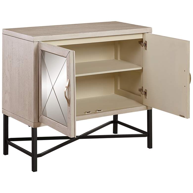 Image 7 Gabby 35" Wide Hazy White Mirrored 2-Door Accent Cabinet more views