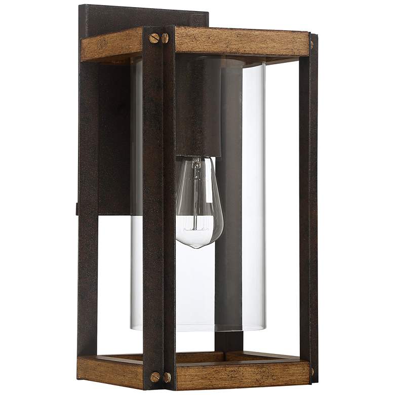 Marion Square 16 1/2&quot;H Black and Walnut Outdoor Wall Light more views