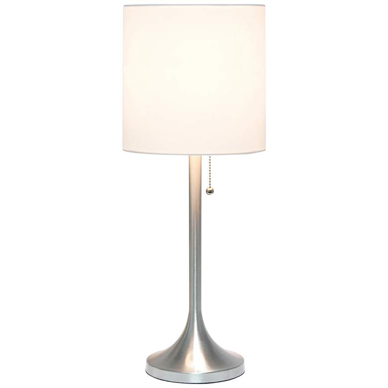 Image 3 Simple Designs Nickel Accent Table Lamp with White Shade more views