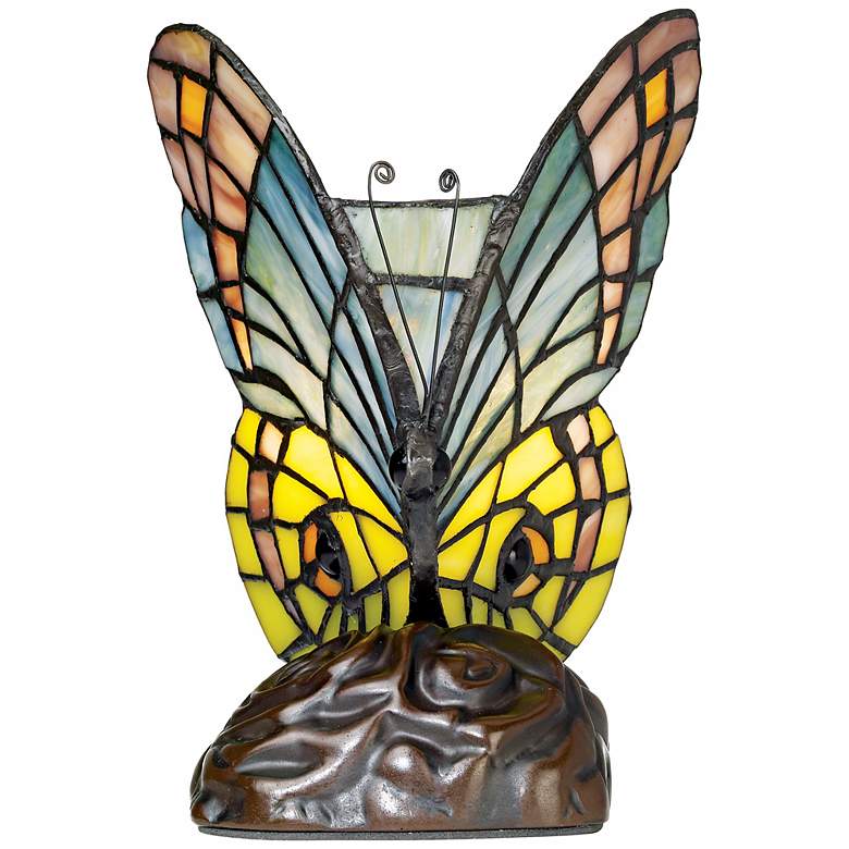 Butterfly in Flight 7 1/2&quot; High Tiffany-Style Accent Lamp more views