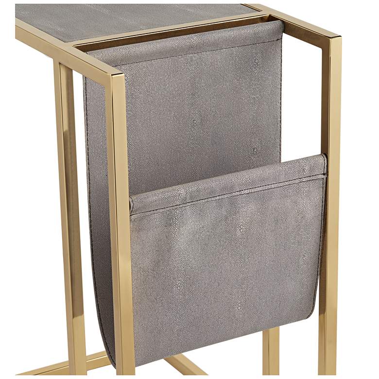 Kingsroad 19&quot; Wide Gold and Gray Accent Table with Magazine Holder more views