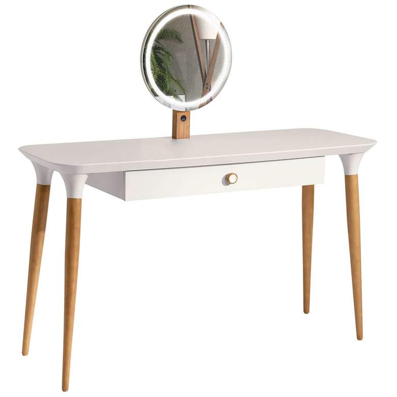 HomeDock 53 1/4&quot; Wide Off-White and Cinnamon Vanity Table more views