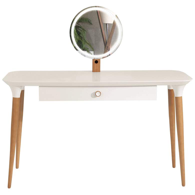 HomeDock 53 1/4&quot; Wide Off-White and Cinnamon Vanity Table more views