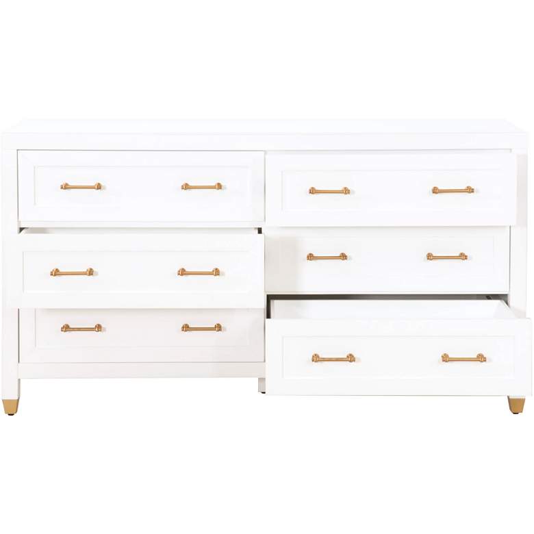 Stella 66&quot; Wide Matte White Wood 6-Drawer Double Dresser more views