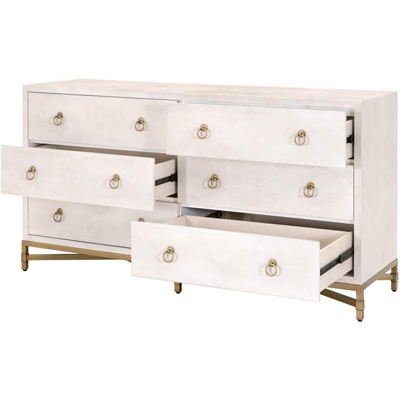 Strand 68&quot; Wide White Faux Shagreen 6-Drawer Double Dresser more views