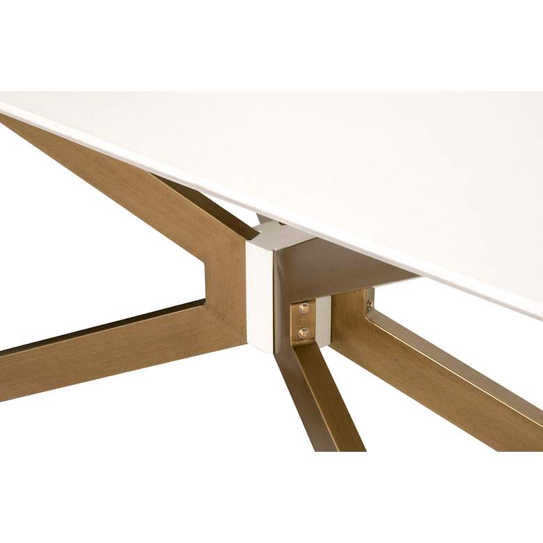 Industry 87&quot; Wide Ivory and Brass Rectangular Dining Table more views