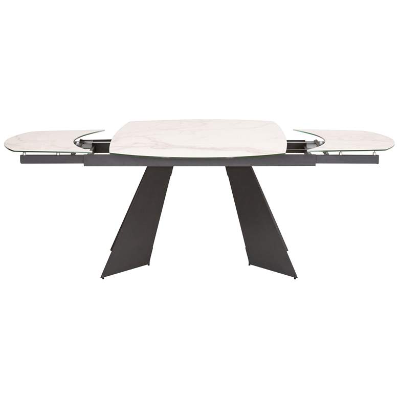 Torque 94 1/2&quot;W Dark Gray and White Extendable Dining Table more views