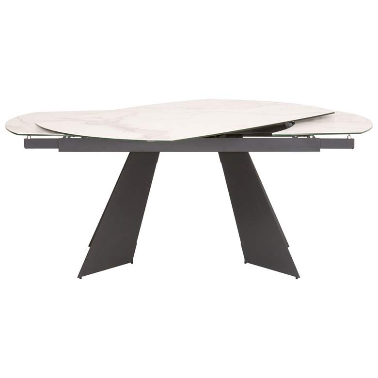 Torque 94 1/2&quot;W Dark Gray and White Extendable Dining Table more views