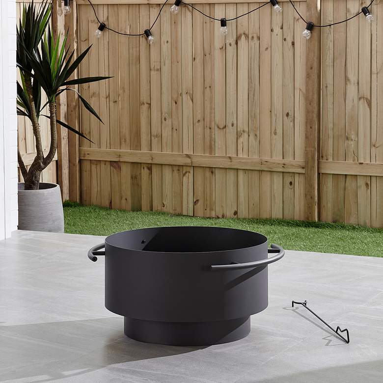 Brooks 24&quot; Wide Black Round Wood Burning Outdoor Fire Pit more views