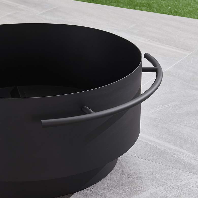 Brooks 28&quot; Wide Black Round Wood Burning Outdoor Fire Pit more views