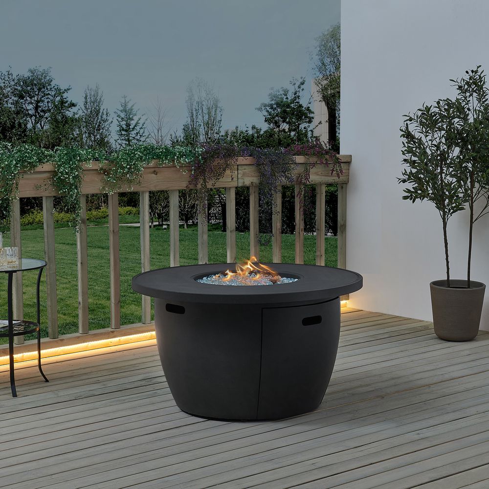 fire pit round propane gas outdoor table vanessa plus lamps