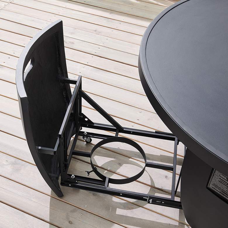 Image 7 Vanessa 42"W Black Propane Round Outdoor Gas Fire Pit Table more views