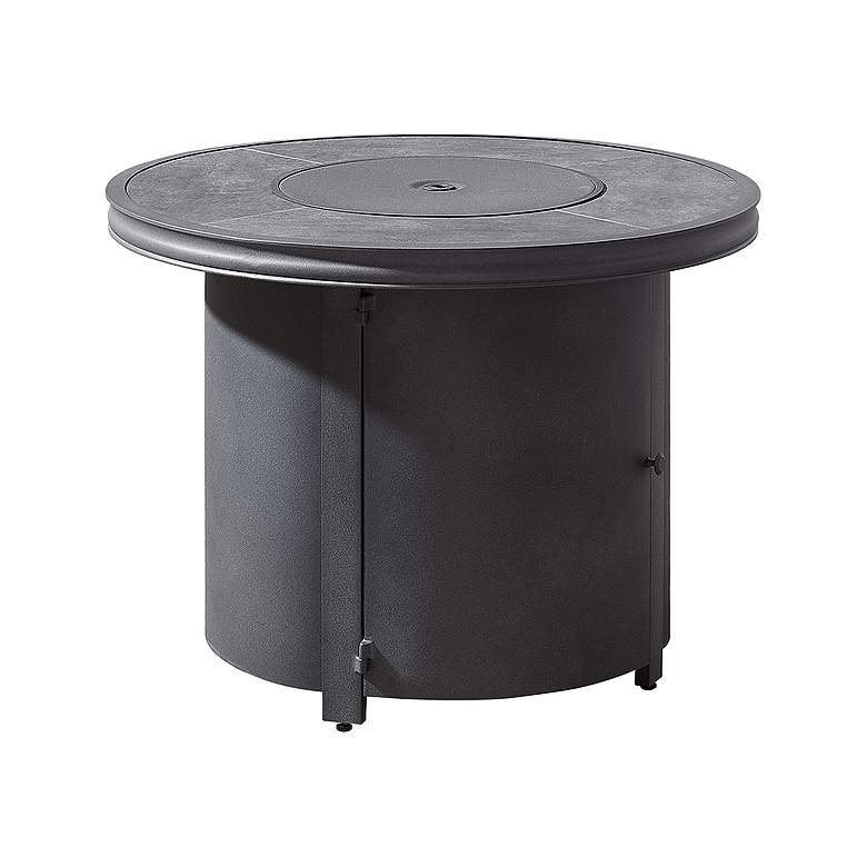 Image 4 Davenport 32 3/4" Wide Gray Round Outdoor Fire Pit Table more views
