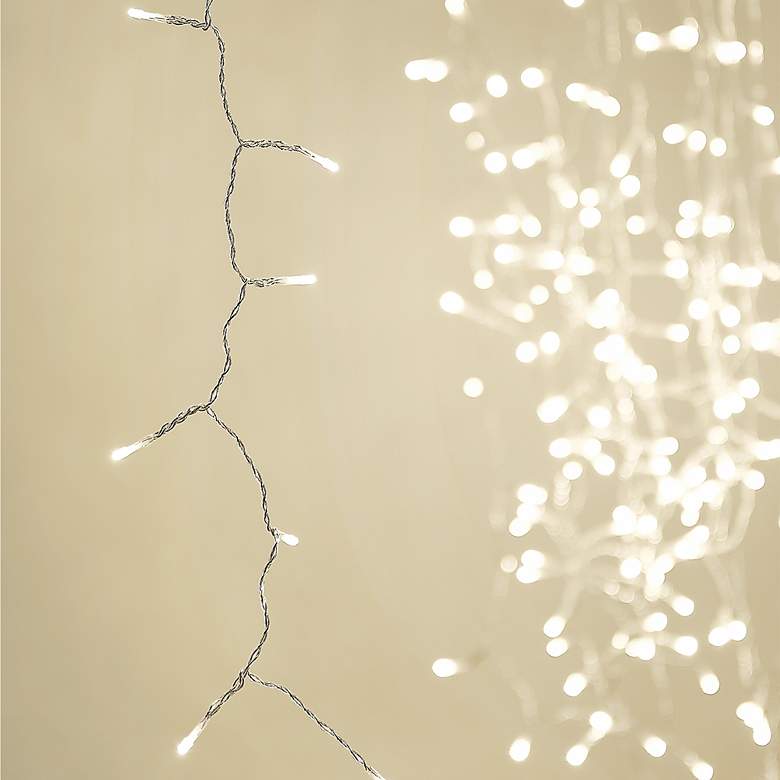Image 4 600-Light Waterfall Clear Outdoor LED String Light Set more views