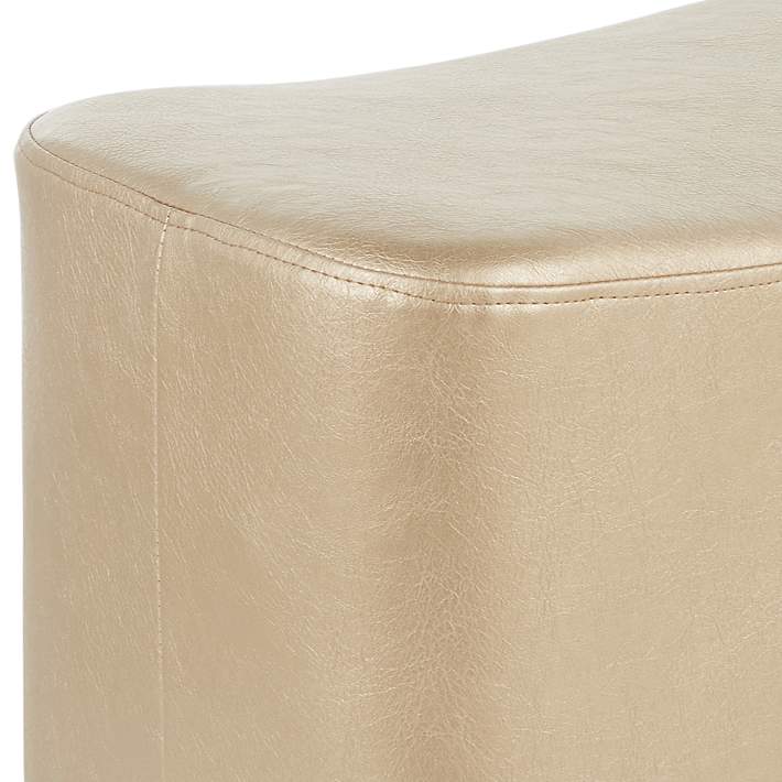May Gold Faux Leather Ottoman With Pull, Gold Faux Leather Ottoman