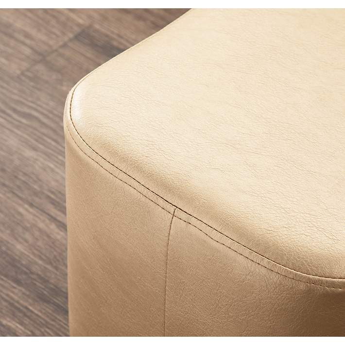 May Gold Faux Leather Ottoman With Pull, Faux Leather Ottoman Cover