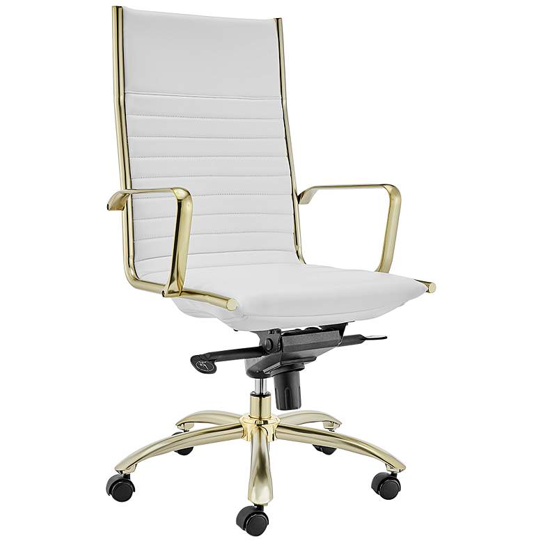 Dirk White Faux Leather High Back Adjustable Office Chair more views