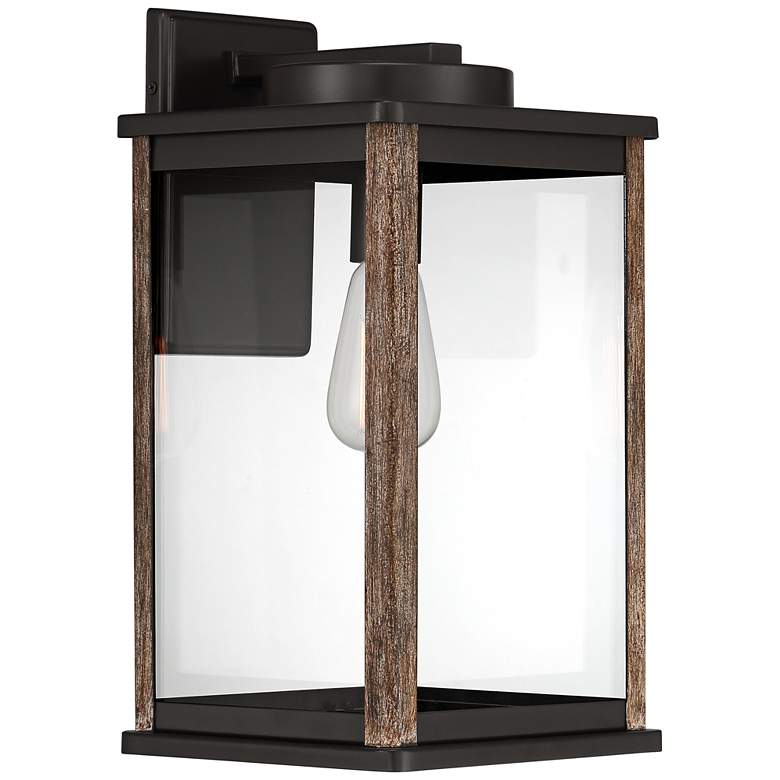 Wordsworth Field 17&quot; High Bronze and Wood Grain Outdoor Wall Light more views