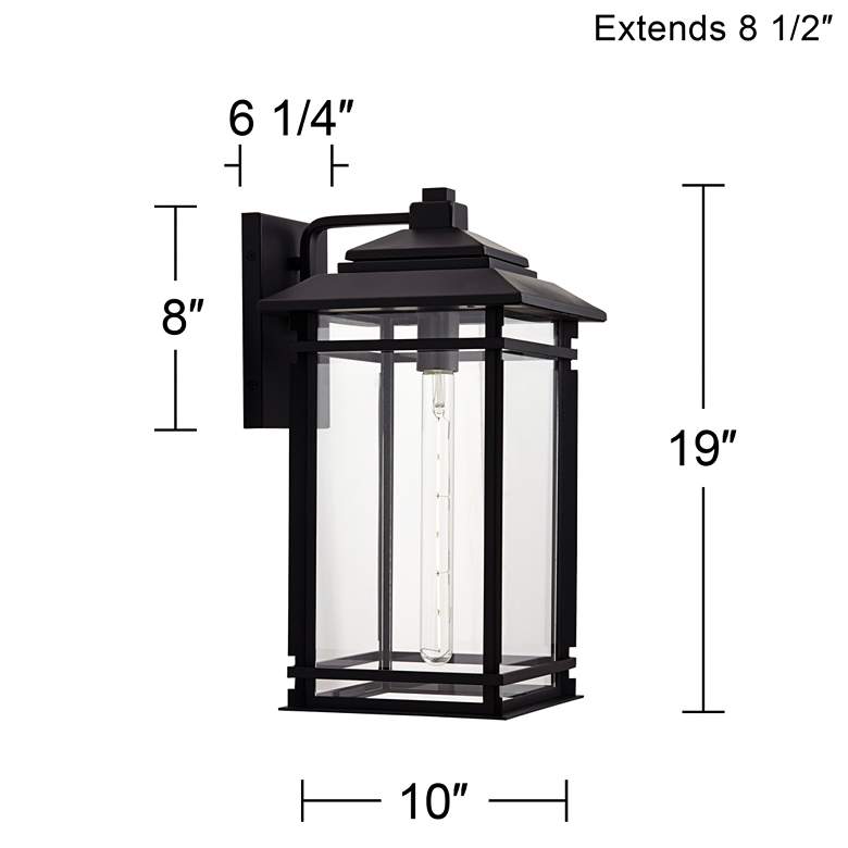 North House 19&quot; High Matte Black and Glass Outdoor Wall Light more views