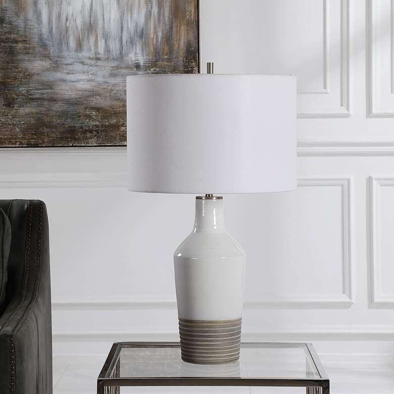 Uttermost Dakota White Crackle Glaze Ceramic Table Lamp more views