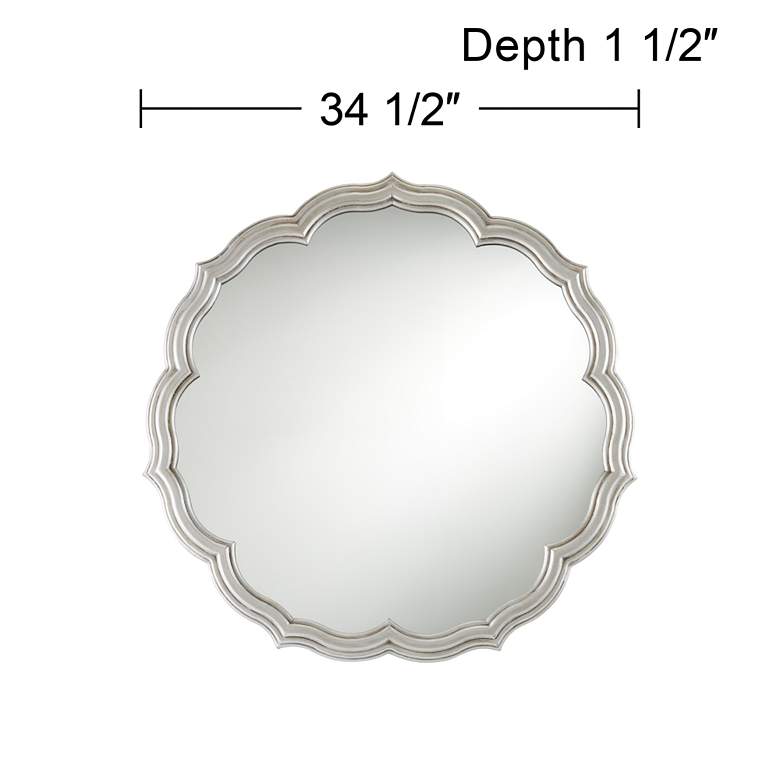 Turin Silver 34 1/2&quot; Round Scalloped Edge Wall Mirror more views