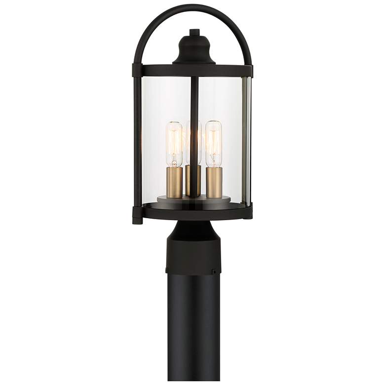 Avani 15 3/4&quot; High Black and Brass Outdoor Post Light more views