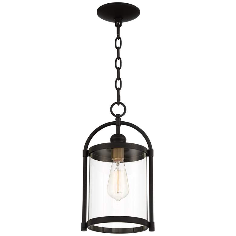 Avani 15&quot; High Black and Brass Outdoor Hanging Light more views