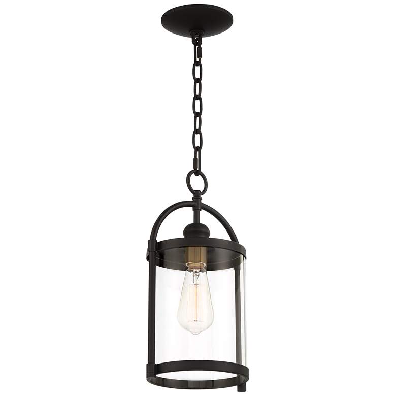 Avani 15&quot; High Black and Brass Outdoor Hanging Light more views