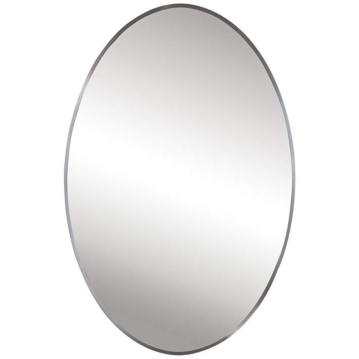 Oval Wall Mirror 88a97 Lamps Plus, Brushed Nickel Oval Vanity Mirror