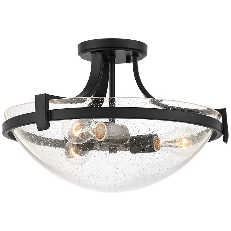 Mallot 18&quot; Wide Black and Glass 3-Light Ceiling Light more views