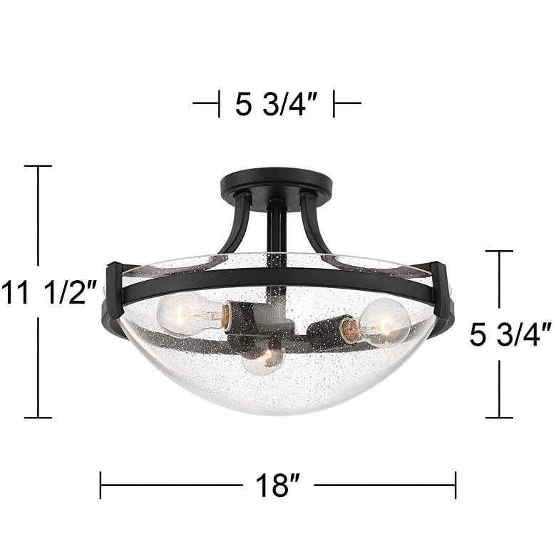 Mallot 18&quot; Wide Black and Glass 3-Light Ceiling Light more views