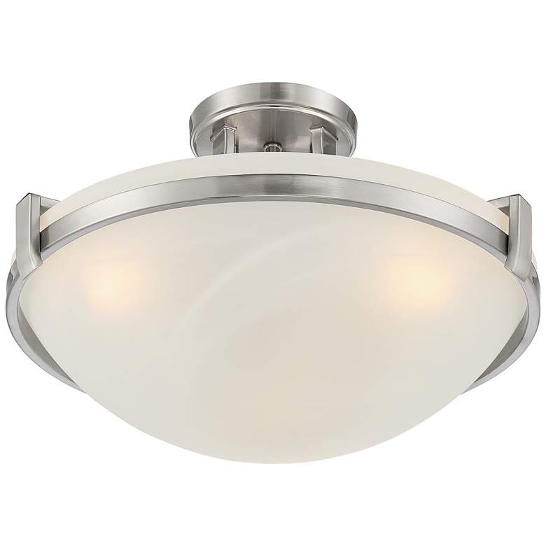 Image 5 Mallot 18" Wide Brushed Nickel Marbleized Glass 3-Light Ceiling Light more views