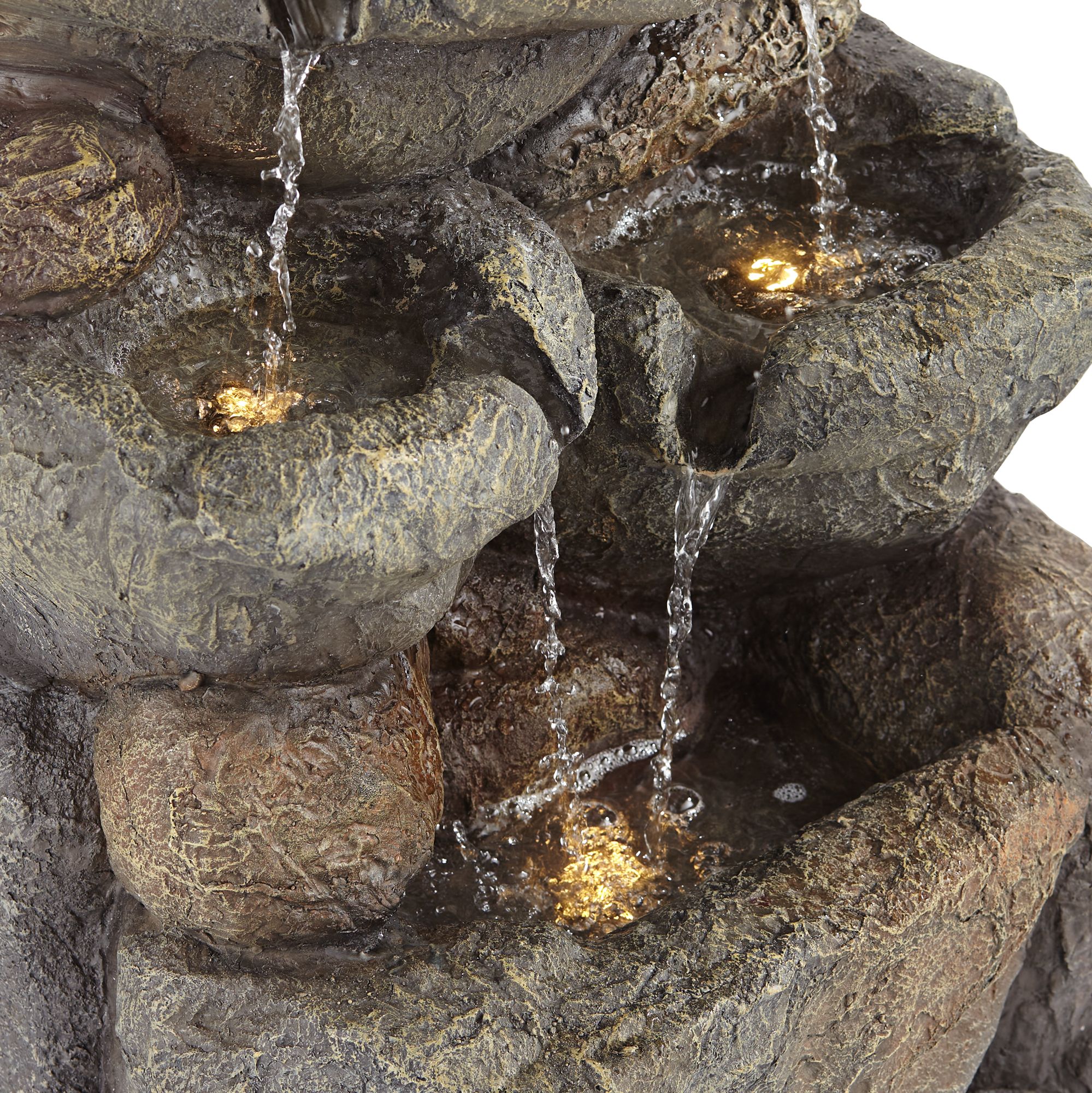 Stone Wall 39" High MultiTier Lighted Garden Water Fountain 88G34
