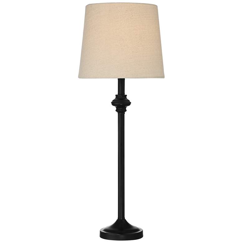 Image 6 Carter Black Finish Cream Shade 3-Piece Floor and Table Lamp Set more views