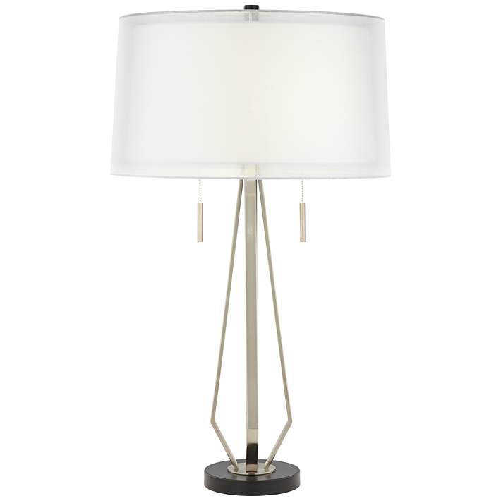 Conner Double Shade Modern Pull Chain, Double Bulb Table Lamp Shade