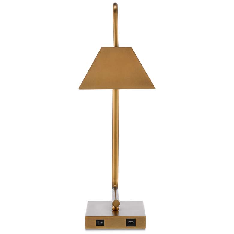 Image 3 Currey and Company Hoxton Light Antique Brass USB Desk Lamp more views