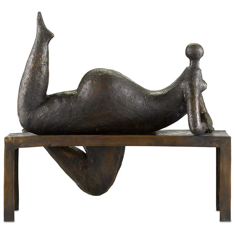 Currey and Company Odalisque 19 1/2&quot; Wide Bronze Sculpture more views