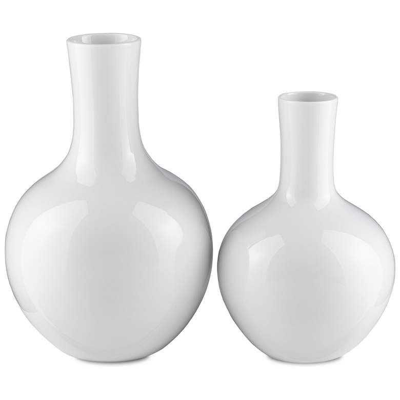 Imperial White 12 3/4&quot; High Gourd Porcelain Decorative Vase more views