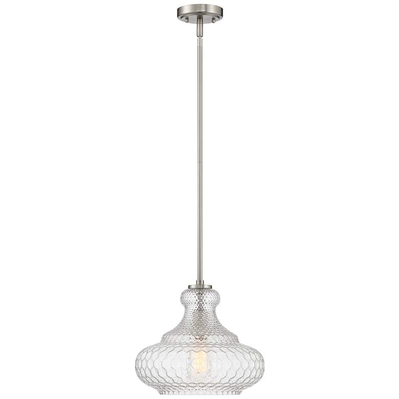 Possini Euro Barnard 13 1/4&quot;W Brushed Nickel and Glass Pendant Light more views