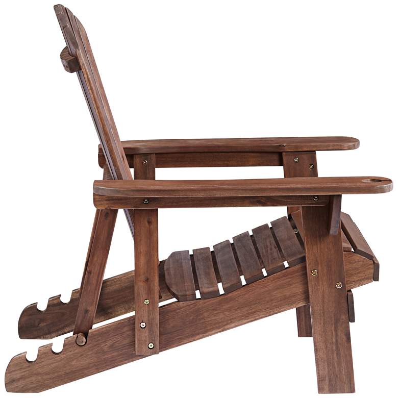 Image 7 Kava Dark Brown Wood Outdoor Adirondack Chair with Wine Holder Set of 2 more views