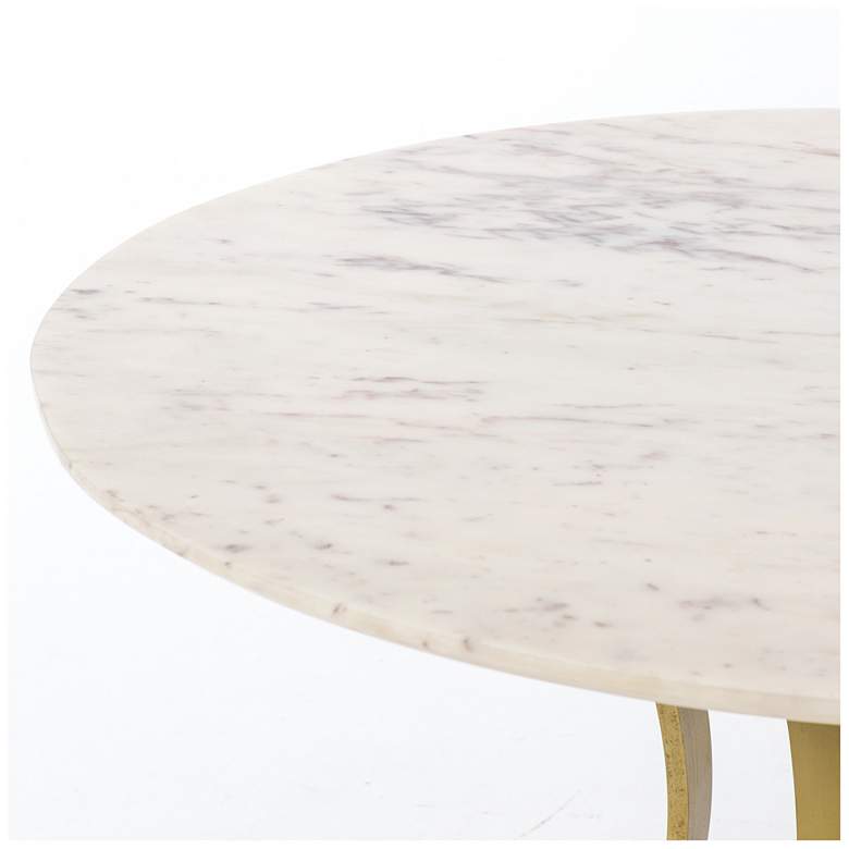 Gage 48&quot; Wide Polished White Marble and Brass Dining Table more views