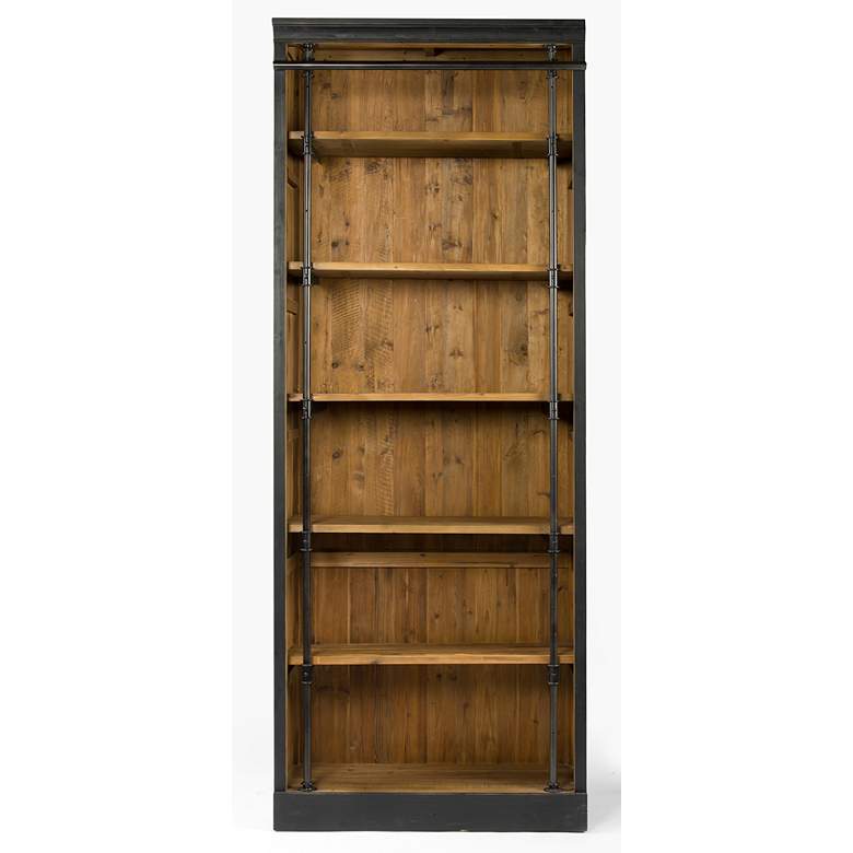 Ivy 39 1/4&quot; Matte Black 6-Shelf Wood Bookcase more views