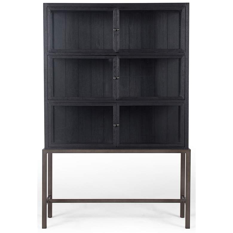 Spencer 45 3/4&quot; Wide Drifted Black 6-Door Curio Cabinet more views