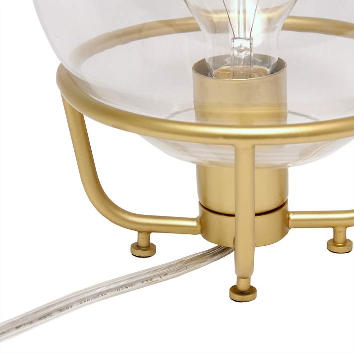 Lalia Home 10 H Gold Globe Glass, Uplight Accent Gold Metal Table Lamp