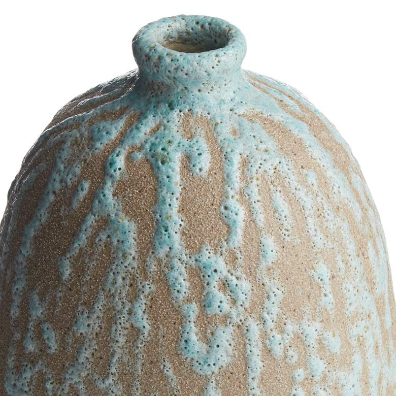 Blue Drip Texture 6 3/4&quot; High Porcelain Decorative Vase more views
