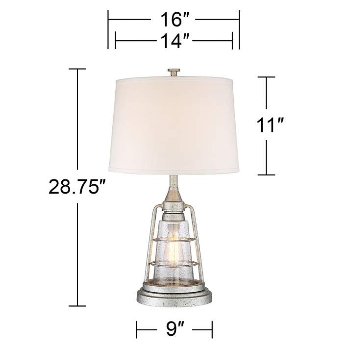 Fisher Galvanized Metal Nightlight Lamp, Galvanized Table Lamp