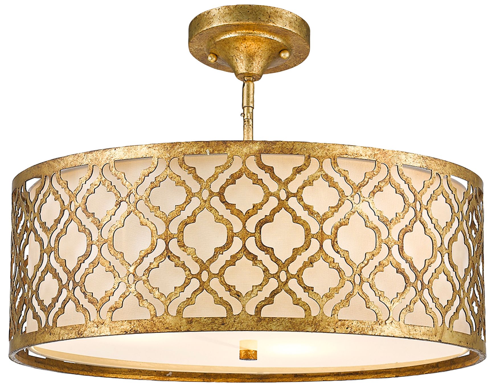 Arabella 21" Wide Distressed Gold Drum Pendant Light ...