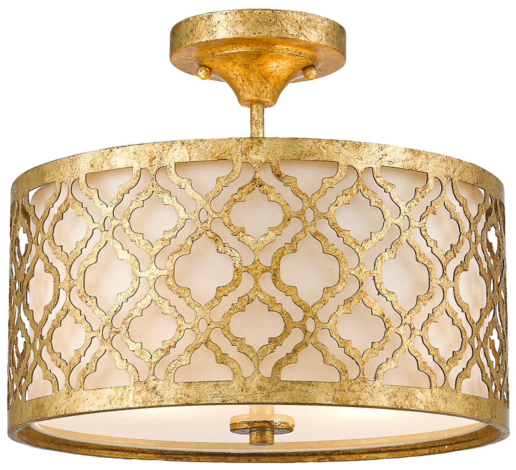 Arabella 16" Wide Distressed Gold Drum Pendant Light 89K97 Lamps Plus