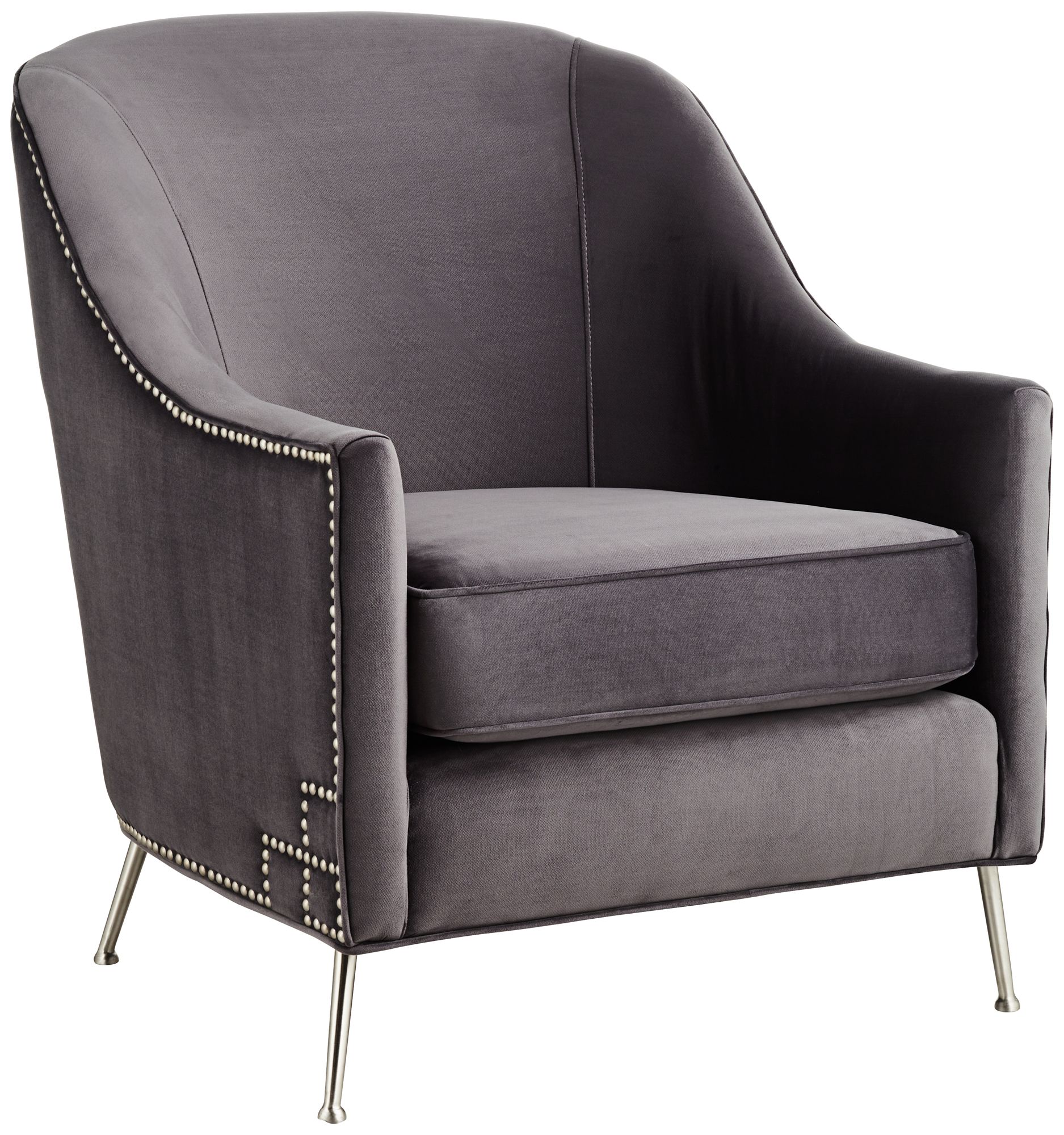Elaina Velvet Dark Gray Accent Chair 89X45 Lamps Plus
