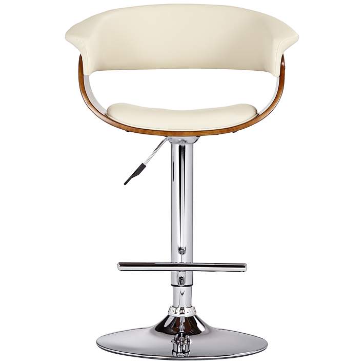 Francesca Cream Faux Leather Adjustable, Ivory Leather Swivel Counter Stool